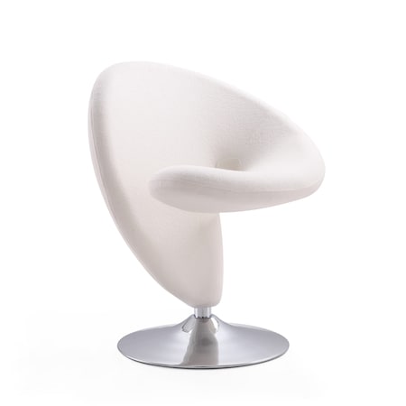 Manhattan Comfort Curl Swivel Accent Chair in Cream and Polished Chrome AC040-CR